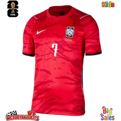 Korea Republic Son Heung-min #7 Replica Home Stadium Kit for Kids World Cup 2026 Short Sleeve (+ pants)